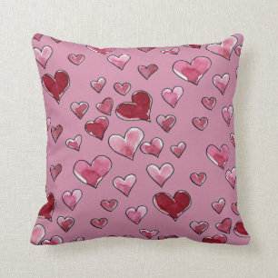 Vattenfärg Heart i Kärlek Alla hjärtans dag Kudde