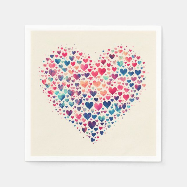 Vattenfärg Heart Napkin för Alla hjärtans dag Pappersservett (Framsidan)