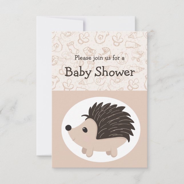 Vattenfärg Hedgehog Animal Baby Shower Roligt PART Inbjudningar (Framsida)