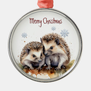 Vattenfärg Hedgehog Animal Nature Art Julgransprydnad Metall