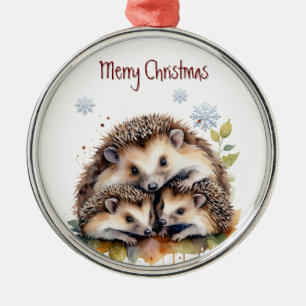 Vattenfärg Hedgehog Animal Nature Art Julgransprydnad Metall