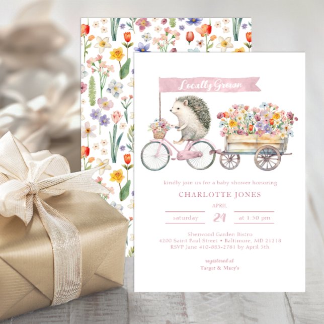 Vattenfärg Hedgehog Baby Shower Inbjudningar (Whimsical Baby Shower Invite)