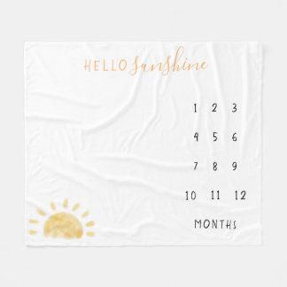 Vattenfärg "Hej Sunshine" Baby Milestone Ull Fleecefilt