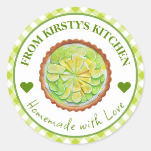 Vattenfärg Hemlagad Gingham Key Lime Paj Etikett