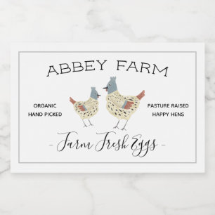 Vattenfärg Hen Farm Fresh Egg Carton Label Mat Etiketter