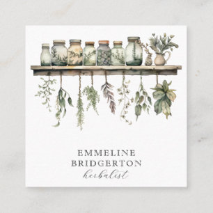 Vattenfärg Herbalistisk växtbaserad medicin botani Fyrkantigt Visitkort