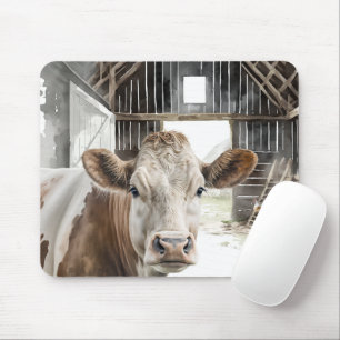 Vattenfärg Hereford Cow i Barn Musmatta