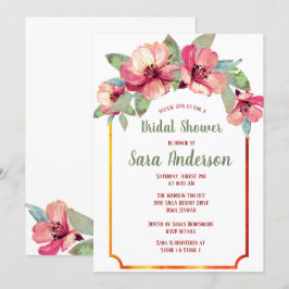 Vattenfärg Hibiscus Luau Party Möhippa Inbjudningar