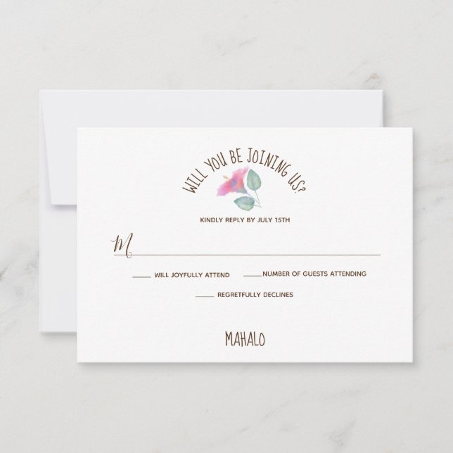 Vattenfärg Hibiscus Maui Bröllop OSA Kort (Framsida)