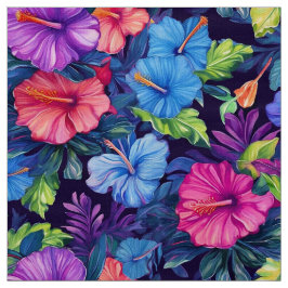 Vattenfärg Hibiscus (Mörk IV) Fabric Tyg