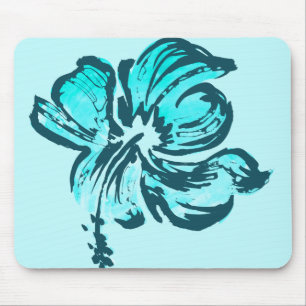 Vattenfärg Hibiscus Mousepads Musmatta