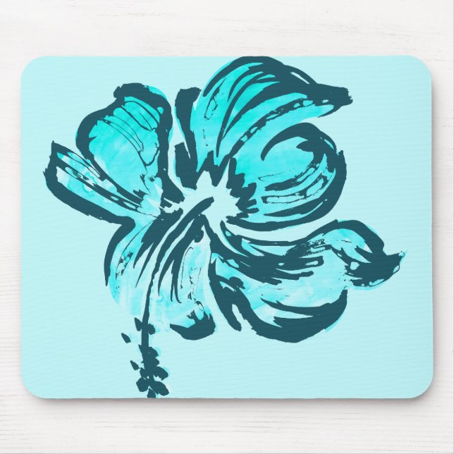 Vattenfärg Hibiscus Mousepads Musmatta (Framsidan)