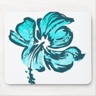 Vattenfärg Hibiscus Mousepads Musmatta