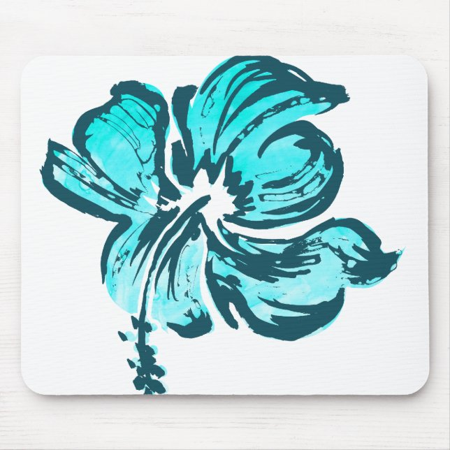 Vattenfärg Hibiscus Mousepads Musmatta (Framsidan)