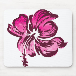 Vattenfärg Hibiscus Mousepads Musmatta