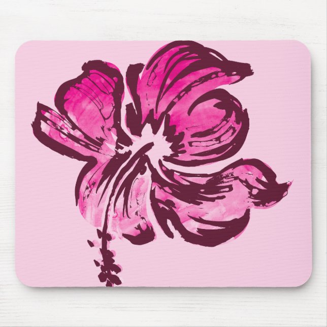Vattenfärg Hibiscus Mousepads Musmatta (Framsidan)