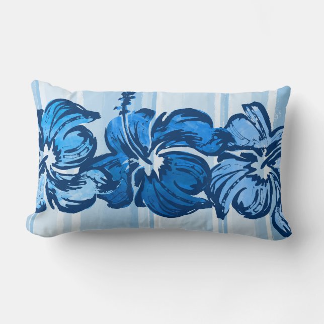 Vattenfärg Hibiscus Reversible Lumbar Pillow Lumbarkudde (Framsida)