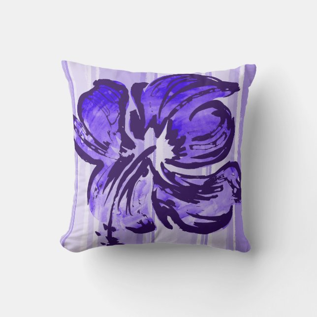 Vattenfärg Hibiscus Reversible Square Pillow Kudde (Framsida)