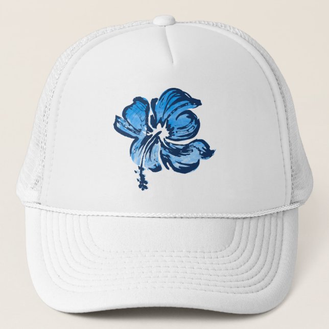 Vattenfärg Hibiscus Trucker Cap Keps (Framsida)