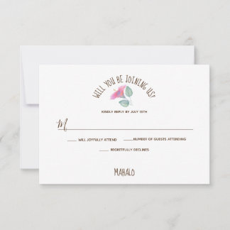 Vattenfärg Hibiskus Maui Bröllop OSA Kort