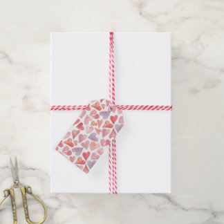 Vattenfärg hjärtan Alla hjärtans dag present tag Presentetikett