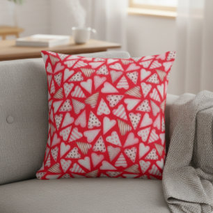 Vattenfärg hjärtan av alla hjärtans dags kakor  kudde