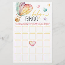 Vattenfärg hjärtan Baby Shower Bingo Spel