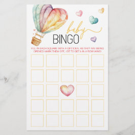 Vattenfärg hjärtan Baby Shower Bingo Spel
