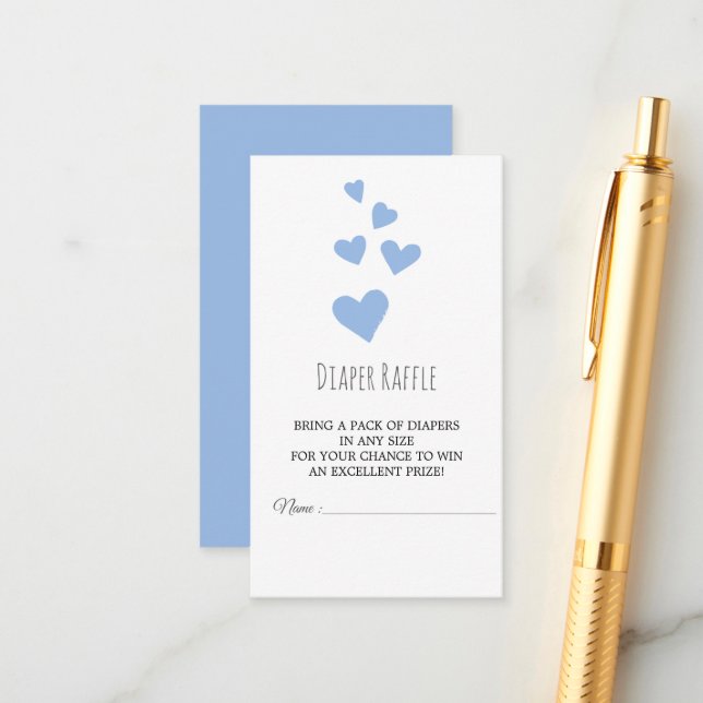 Vattenfärg Hjärtan Pojke Blöja Lotteri Kort (Fram/Back In Situ)