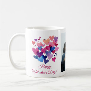 Vattenfärg Hjärtmelodi Alla hjärtans dag Kaffemugg