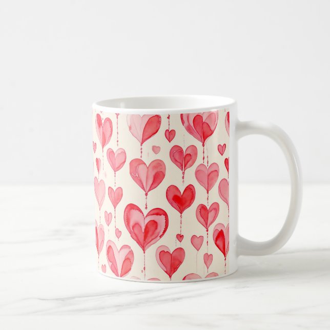 Vattenfärg Hjärtmönster Kollektion Kaffemugg (Höger)