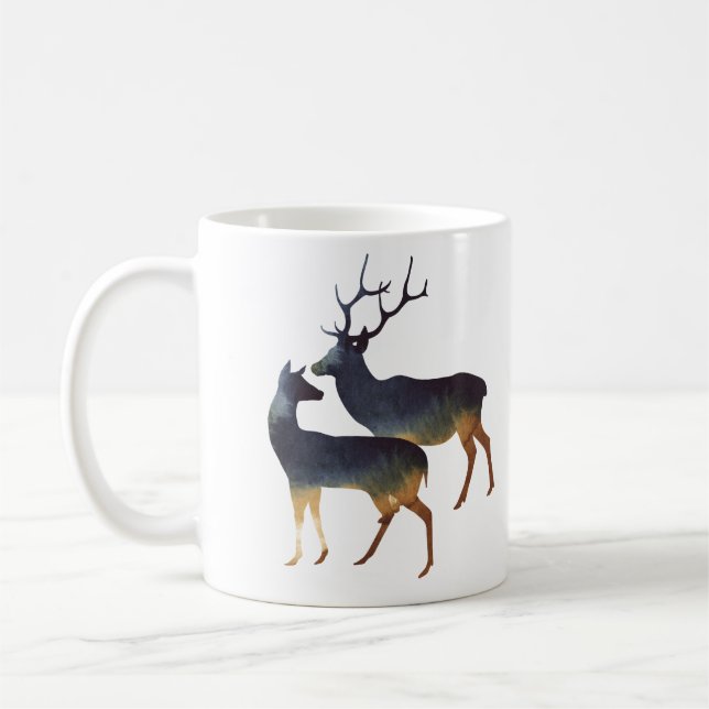 Vattenfärg Hjort par med Namn Kaffemugg (Vänster)