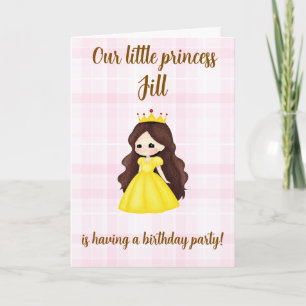 Vattenfärg Hjort Prinsessa Födelsedagsfest För Tje Kort