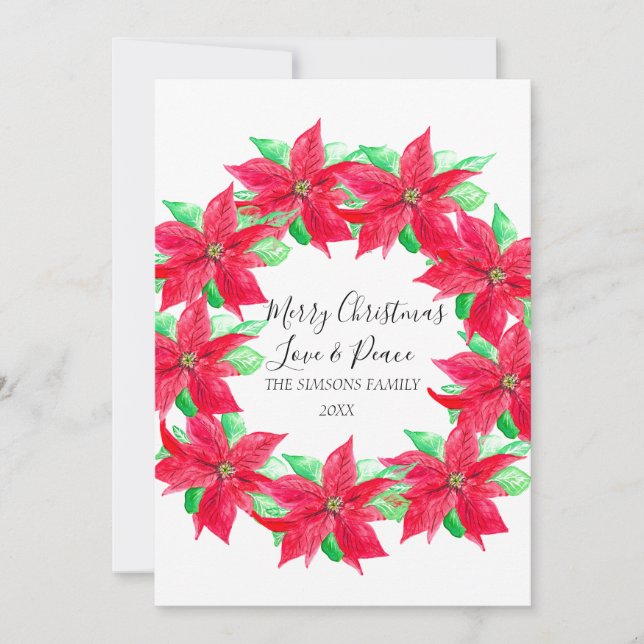 Vattenfärg Holly-jul Poinsettia Wandetia Julkort (Framsida)