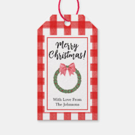 Vattenfärg Holly-julfransens krans Presentetikett