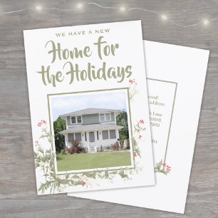 Vattenfärg Holly New Home Modern Byte av Adress Julkort
