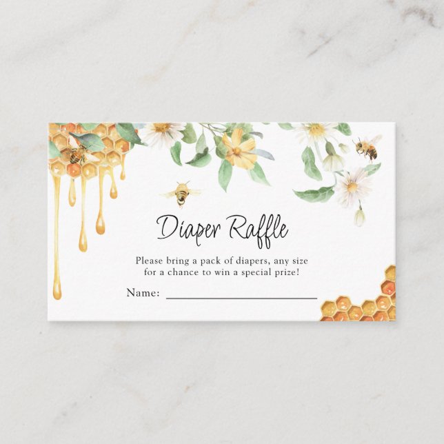 Vattenfärg HonungBee Baby Shower Raffle Tilläggskort (Framsida)