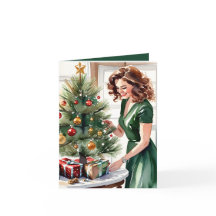 Vattenfärg hos en kvinna som dekorerar jul