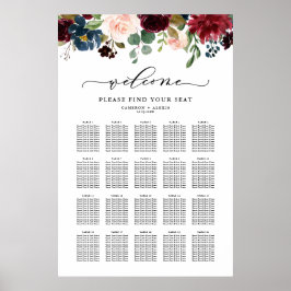 Vattenfärg Höst Blommig Höst Bröllop Placeringspla Poster