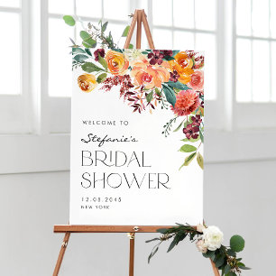 Vattenfärg Höst Floral Bröllopsdusch Poster