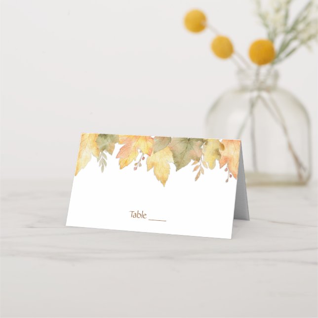 Vattenfärg Höst Höst löv 1 | Placeringskort (Framsida)