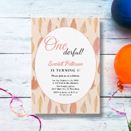 Vattenfärg Höst löv Boho Land 1:a födelsedag Inbjudningar