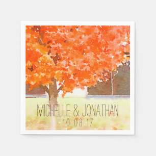 Vattenfärg Höst löv   Fall Wedding Napkin Pappersservett