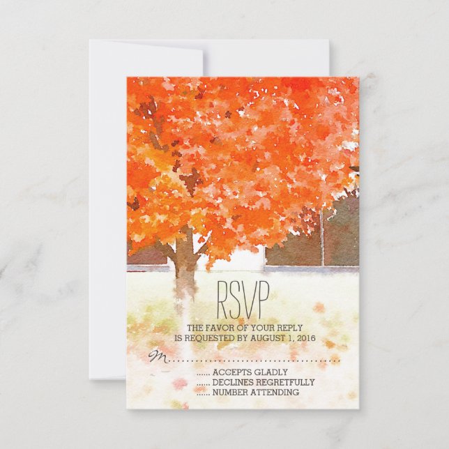 Vattenfärg Höst löv | Fall Wedding OSA Kort (Framsida)