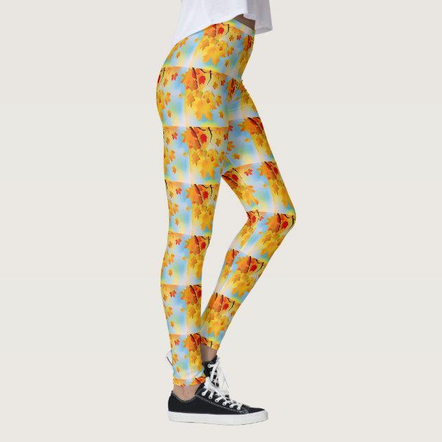 Vattenfärg Höst löv Leggings (Höger)