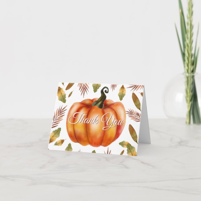 Vattenfärg Höst Pumpa Orange Tack-kort Tack Kort (Framsida)