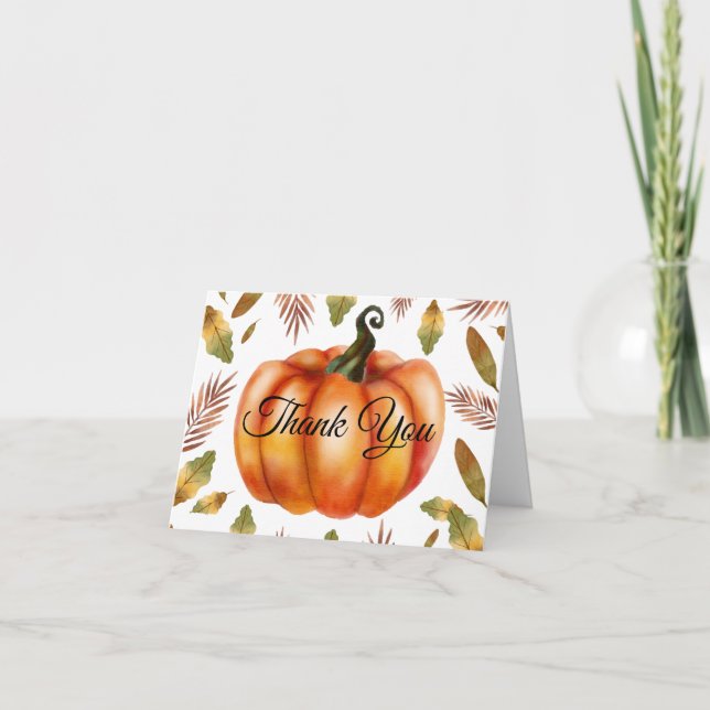 Vattenfärg Höst Pumpa Orange Tack-kort Tack Kort (Framsida)