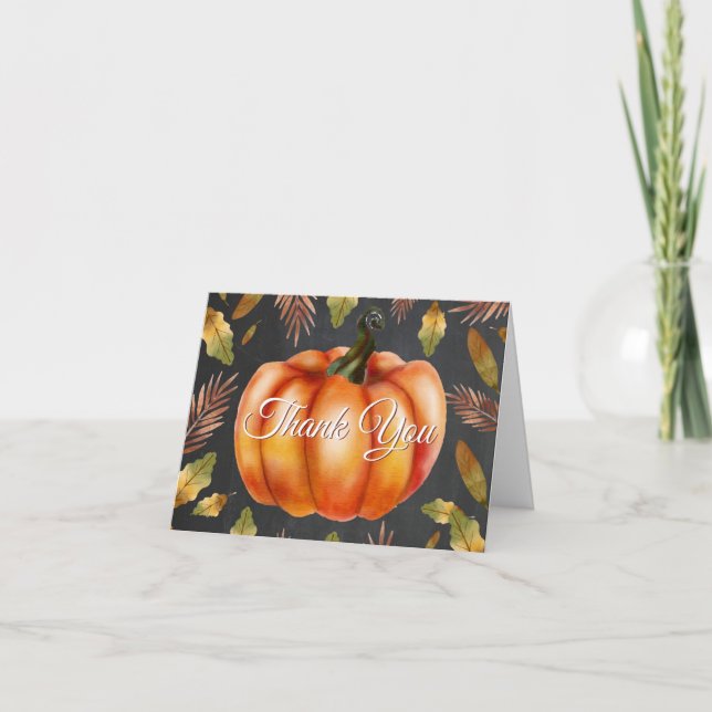 Vattenfärg Höst Pumpa Orange Tack-kort Tack Kort (Framsida)