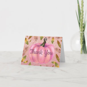 Vattenfärg Höst Pumpa Roséguld Glitter Rosa Tack Kort