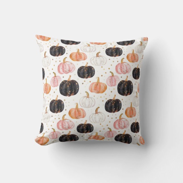 Vattenfärg Höst Pumpamönster Kudde (Framsida)